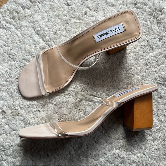 Steve Madden: Slip On See Through Strap Square Heel Square Toed Sandals Size 12 - Picture 9 of 9
